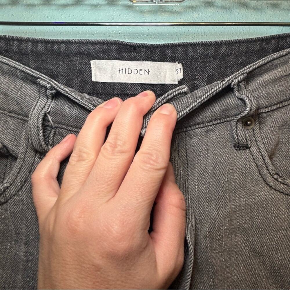 Hidden Two-Tone Distressed Wide Leg Gray & Black Jeans Women’s Size 27 Grunge - Picture 4 of 10